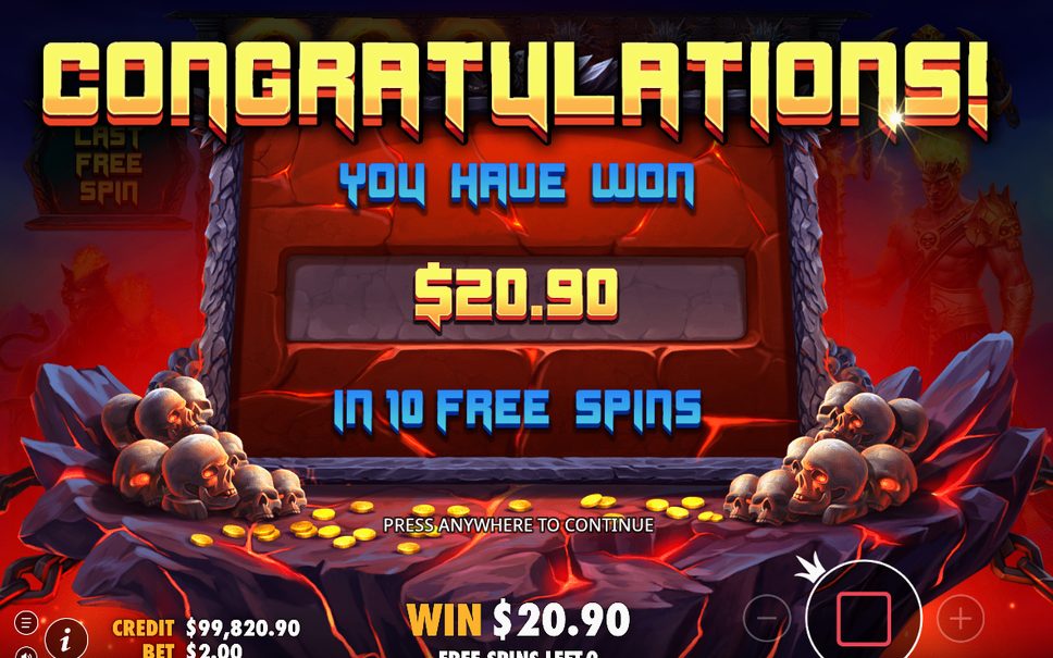 Win screen of a cluster multiplied by WILD METER