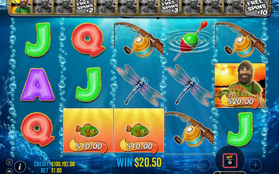 Free Spins round with Fisherman Wild on the reels