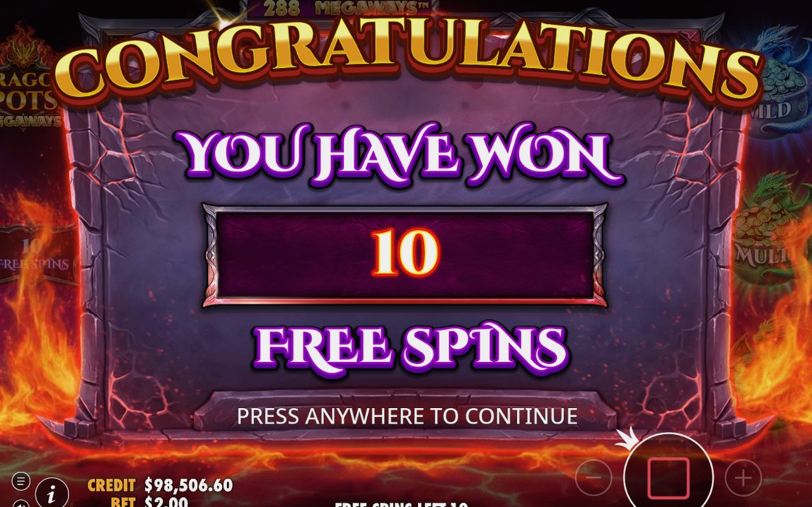 Free Spins counter showing spins left and active modifiers