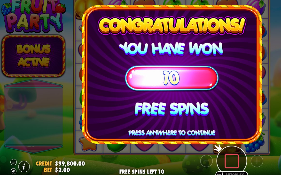 Free Spins round on the night-time candy-land background